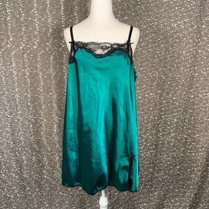 Vintage Passion Forever Green Satin Slip Dress Y2K Whimsigoth Women's 3X